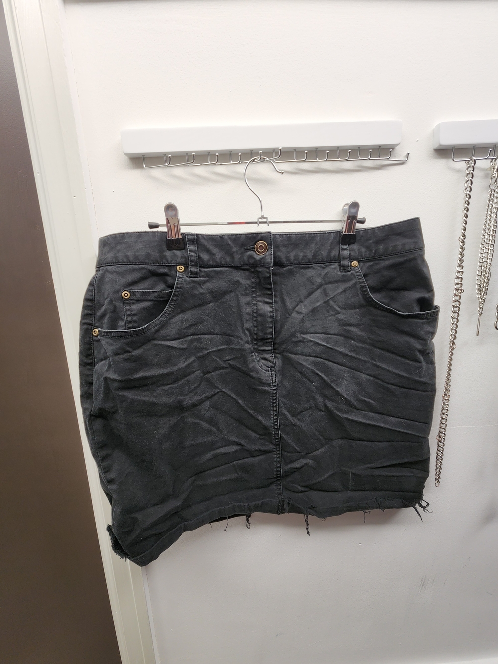 Talbots Black Denim Mini Skirt with Raw Hem